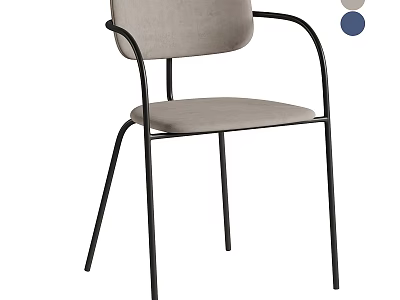 Modern Gray Velvet Accent Chair with Black Metal Armrests for Stylish Home Decor 3d model