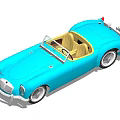 Classic Blue Convertible Car With Vintage Design And Tan Interior