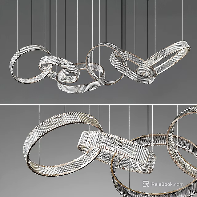 Modern Silver Circular Ring Chandelier With Unique Contemporary Design For Indoor Decoration 3d model 