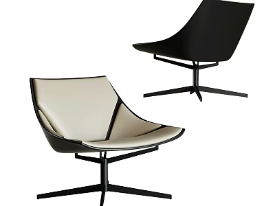 Modern Office Chair Beige And Black Leather Upholstery With Metal Base Sleek Design 3d model