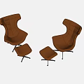 Brown Leather Office Chair With Ergonomic Design Adjustable Height And Footrest