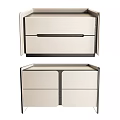 Modern Cream Bedside Table With Two Drawers And Black Accent Trim 3d model