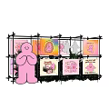 Cheerful Friends Themed Photo Spot With Metal Frame Colorful Panels And Pink Figure