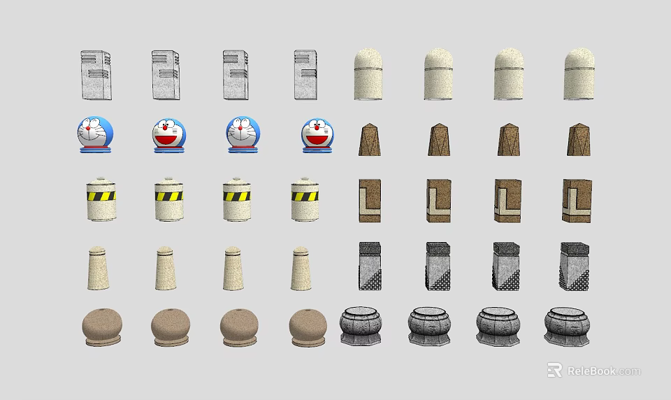 Various Road Facilities Including Traffic Cones Bollards Barriers And Signposts For Urban Use 3d model 