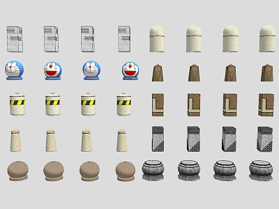 Various Road Facilities Including Traffic Cones Bollards Barriers And Signposts For Urban Use 3d model