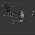 Cosmic Spacecraft Debris Scattered With Broken Mechanical Parts And Fragments