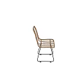 Elegant Outdoor Wicker Chairs With Curved Design And Black Metal Legs For Patio Use