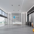 Modern Hall Office Building Lobby Front Desk 3d model
