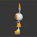 3D Orange White Rabbit Game Movie Character With Yellow Shoes Blue Bow And Outstretched Arms
