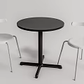 Minimalist Round Black Dining Table with White Chairs and Metal Legs