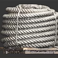 Natural Thick Coiled Rope On Wooden Base With Neatly Wound Design