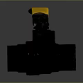 Rusty Ball Valve Featuring Yellow Handle With Black Text And Old Metallic Body