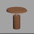 Wooden Round Side Table With Cylindrical Pedestal Base And Smooth Surface 3d model