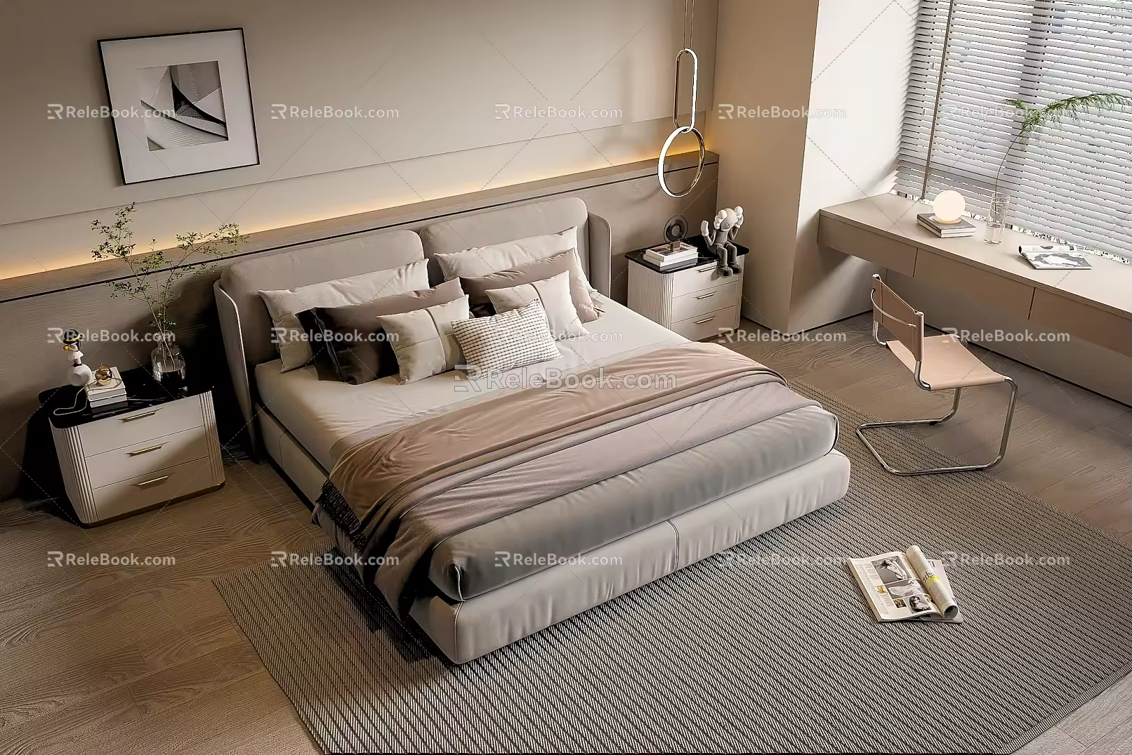 Modern Double Bed 3d model