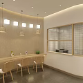 Modern Dessert Shop Interior With Glass Display Cases Wooden Decor Baked Goods And Pendant Lights