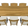 Dining Table Set With Square Rectangular Shapes And Blue Wooden Gray Chairs 3d model