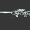 Futuristic Sci Fi Sniper Rifle with Long Barrel Scope and Mechanical Glowing Parts