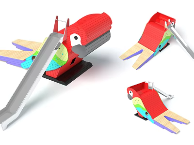 Fun Kids Parrot Shaped Playground Equipment With Colorful Slide And Various Designs 3d model