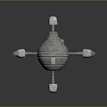 Futuristic Metallic Sphere With Robotic Mechanical Legs And Detailed Components Design