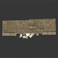 Modern Scene With Broken Brick Wall Cracks Collapsed Bricks And Scattered Stones