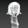 3D Game Movie Character With Purple Hair Glasses Pointed Ears And Black Dress Standing Pose