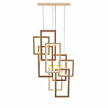 Modern Chandeliers With Multiple Square Frames Hanging On Black Background Brown And Gold Colors 3d model
