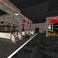 KTV Interior Design With Brick Walls Arched Windows Pendant Lights And Bar Counter
