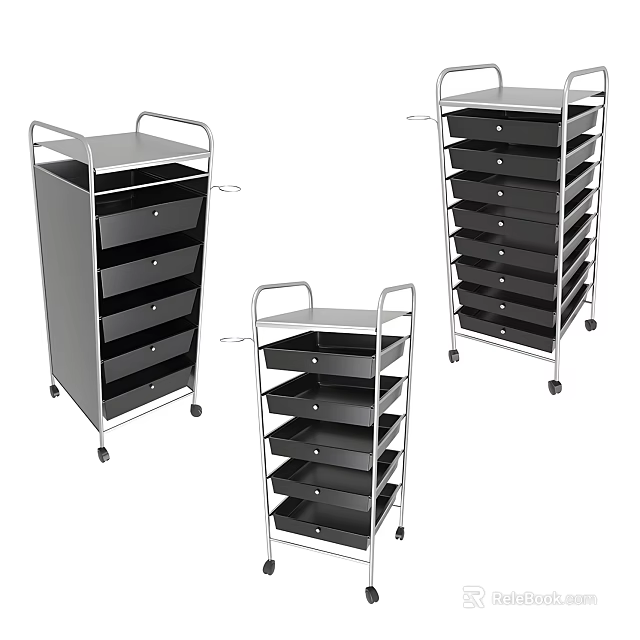 Modern Design Storage Cabinet Racks With Wheels Multiple Drawers And Metal Frame 3d model 