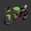 Green Sport Motorcycle With Sleek Design And Black Accents On Wheels
