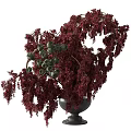 Decorative Hanging Ornament Set With Lush Red Foliage In Black Pot For Home Decor