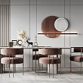 Elegant Modern Kitchen Interior With Dining Set Marble Table And Velvet Chairs 3d model