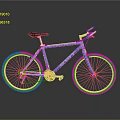 Modern Purple Mountain Bicycle With Yellow Rims Black Seat And Off Road Design
