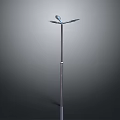 Modern Street Lamp With Slim Metal Pole Symmetric Top Arms And Lamp Heads
