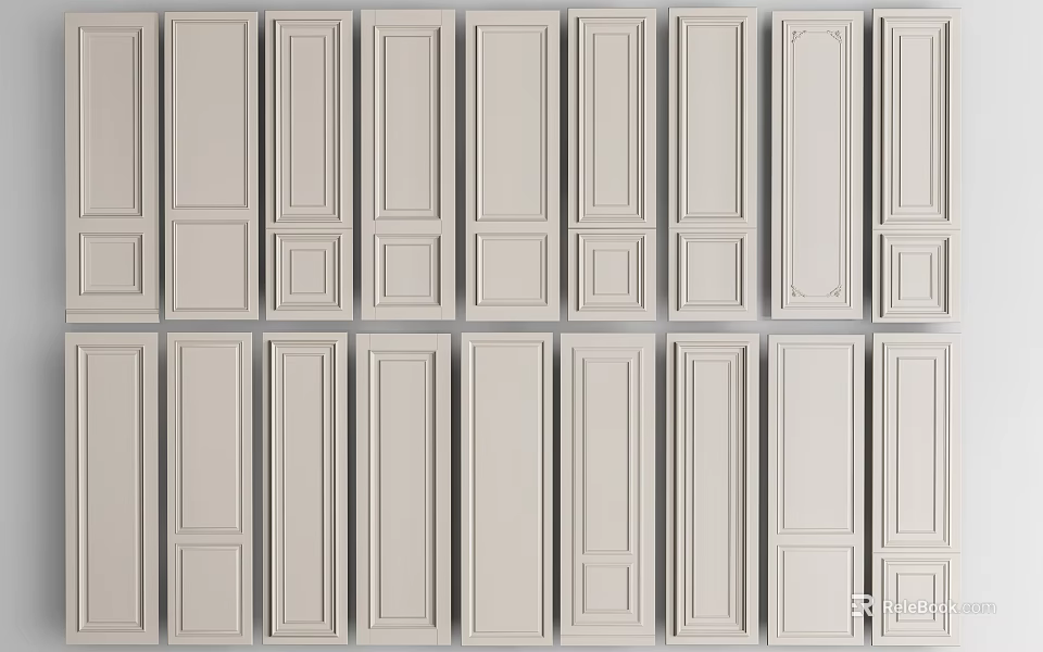 Modern Wall Panel Interior Design With Decorative Details And Classic White Finish 3d model 