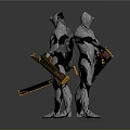 Futuristic Robots Design With Black And White Bodies And Long Weapons