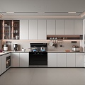 Modern Kitchen Cabinet Kitchenware Integrated Stove Refrigerator 3d model