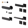 Modern Black Door Handles In Various Styles With Sleek Minimalist Design And Lock Knobs 3d model