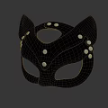 Black Cat Shaped Mask With Silver Studs And Eye Cutouts 3d model
