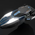 Futuristic Sci-Fi Spaceship 3D Model With Black Silver Exterior And Blue Orange Accents