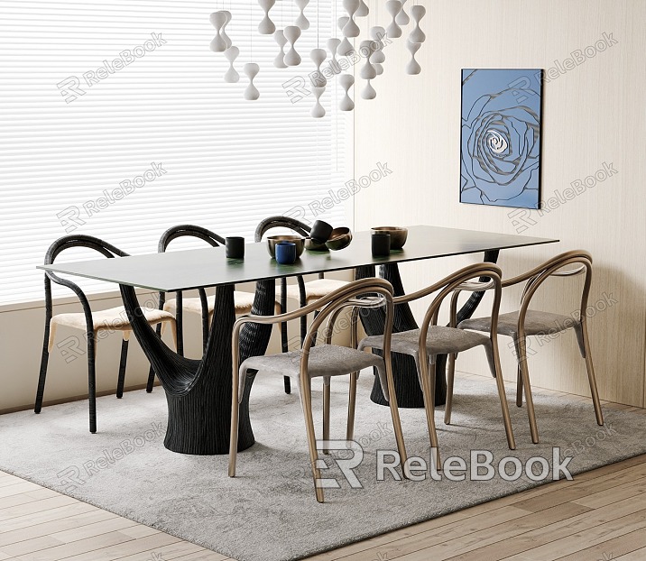 Dining table and chair combination model