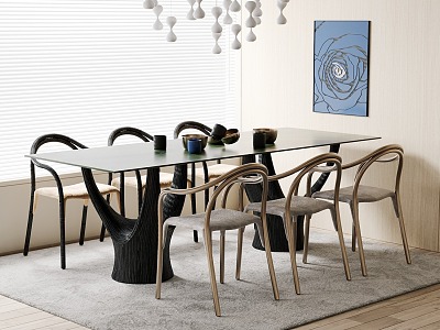 Dining table and chair combination model