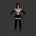 3D Model Woman with White Tank Top Black Skirt Red High Top Shoes Arms Outstretched