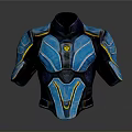 Blue And Yellow Sci Fi Upper Body Armor With Detailed Futuristic Design
