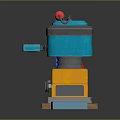 Colorful Industrial Equipment With Blue Yellow Body Red Top Fan Drawer And Pallet Base