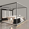 Modern Exhibition Booth With Standers Brand Display White Counter And Lighting Design