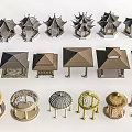 Various Traditional And Modern Pavilion Models With Diverse Roof Designs And Structures