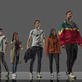 Group of People Standing in Different Casual Outfits with Natural Poses