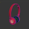 Red Over Ear Headphones With Black Ear Cushions And White Logo