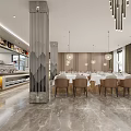 Modern Hotel Lobby Interior With Marble Flooring Pendant Lights And Staircase