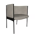 Modern Minimalist Accent Chair With Light Gray Upholstered Seat And Black Metal Legs